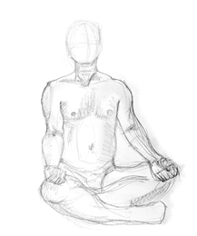 Drawing of Seated Male in Yoga Pose